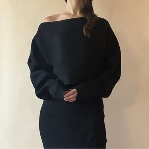 Chic Off-the-Shoulder Black Sweater Top